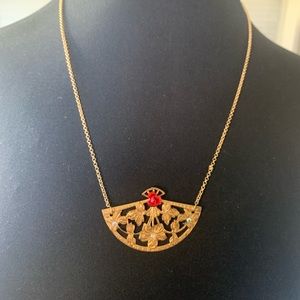 Necklace fan brass filigree